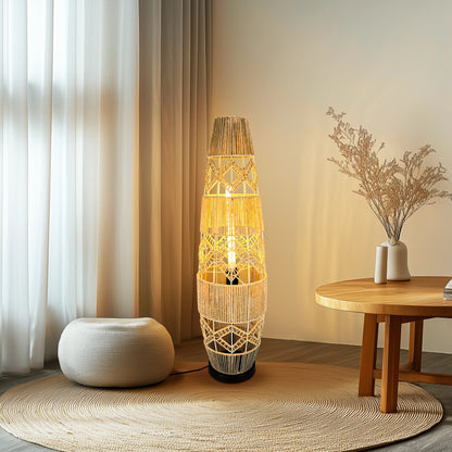 Tall Vintage Wicker Floor Lamp