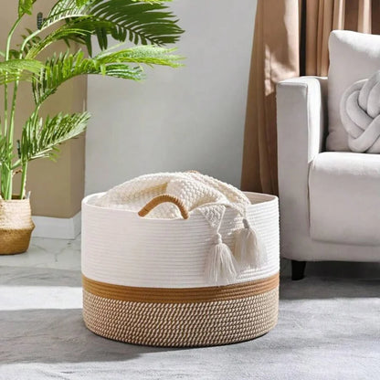 Large 20" x 13" Woven Rope Blanket Basket