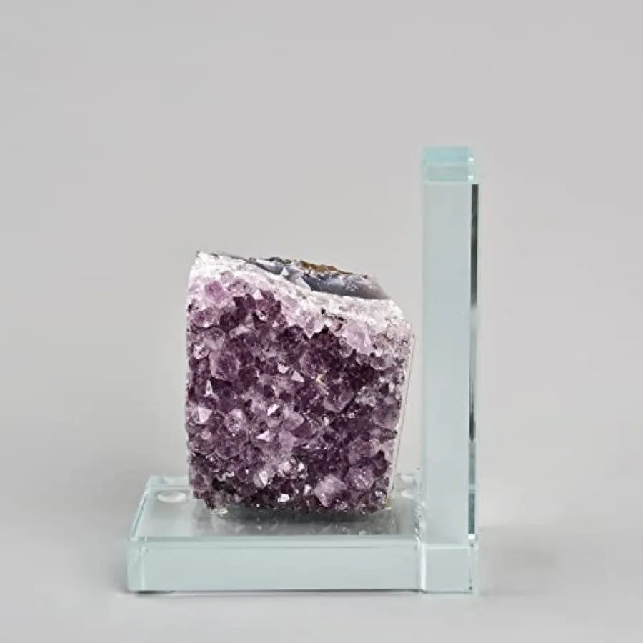 Heavy-Duty Amethyst L-Shaped Glass Bookends