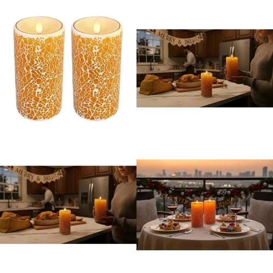 Glass Flameless  Candles Flickering with Remote Timer