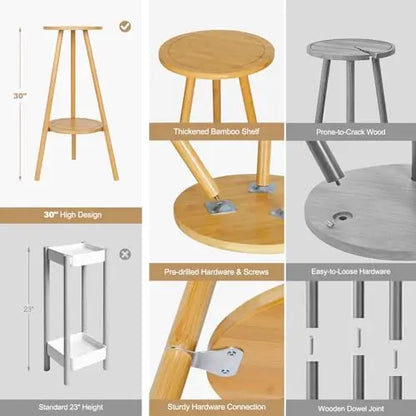 Bamboo Two-Level Plant Stand