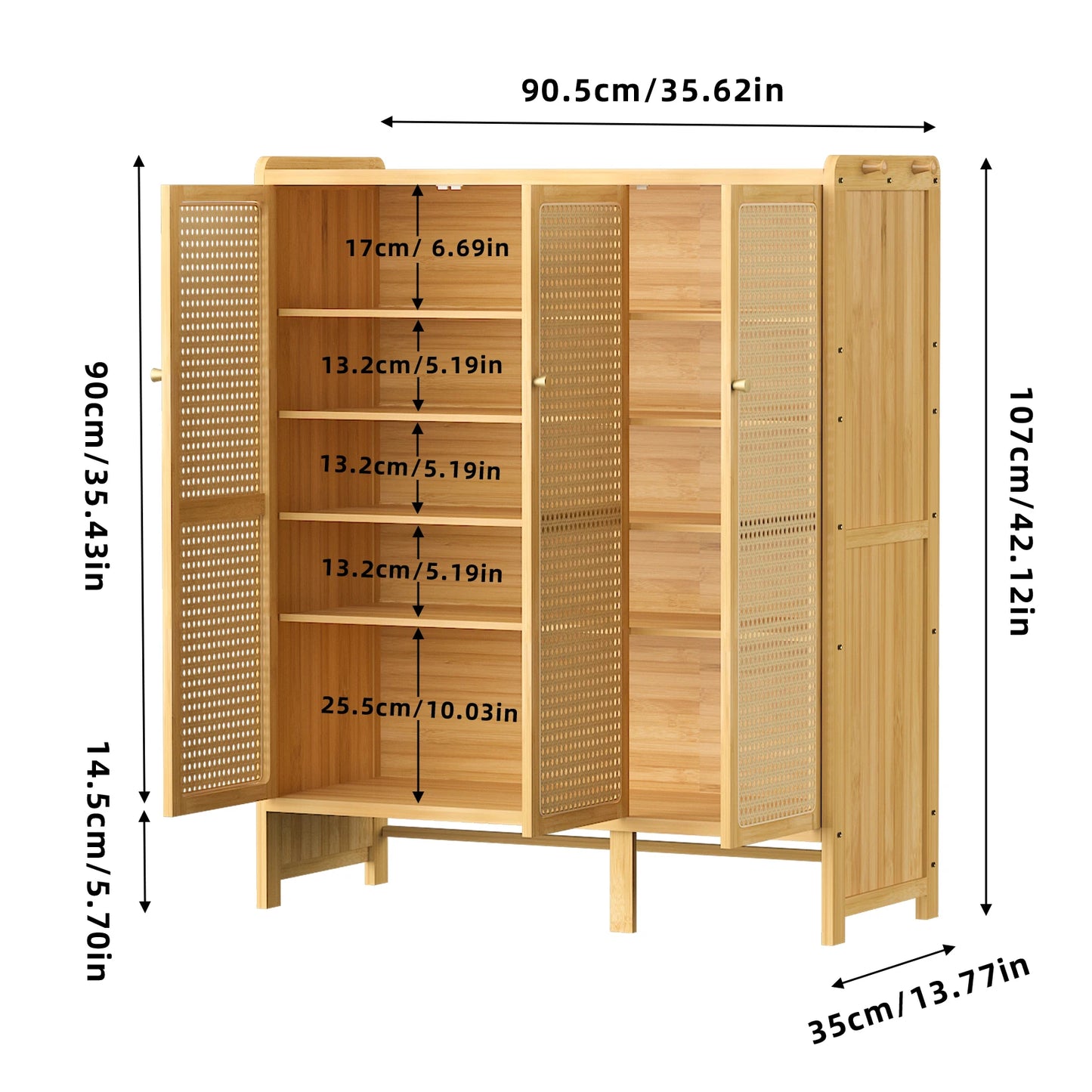 Bamboo 20 Pairs Shoe Storage Organizer Cabinet