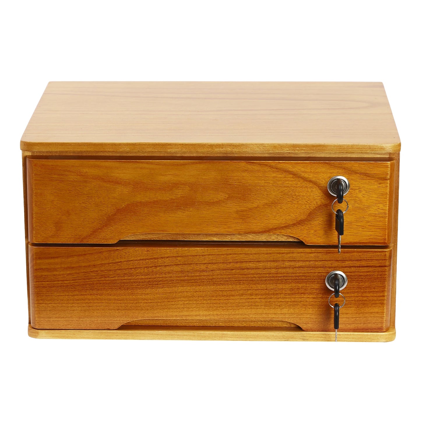 2-Tier  Desktop Storage Box with Lockable Drawers