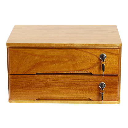 2-Tier  Desktop Storage Box with Lockable Drawers