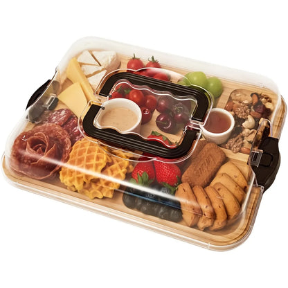 Bamboo Container Featuring a Cover And Eight Sections