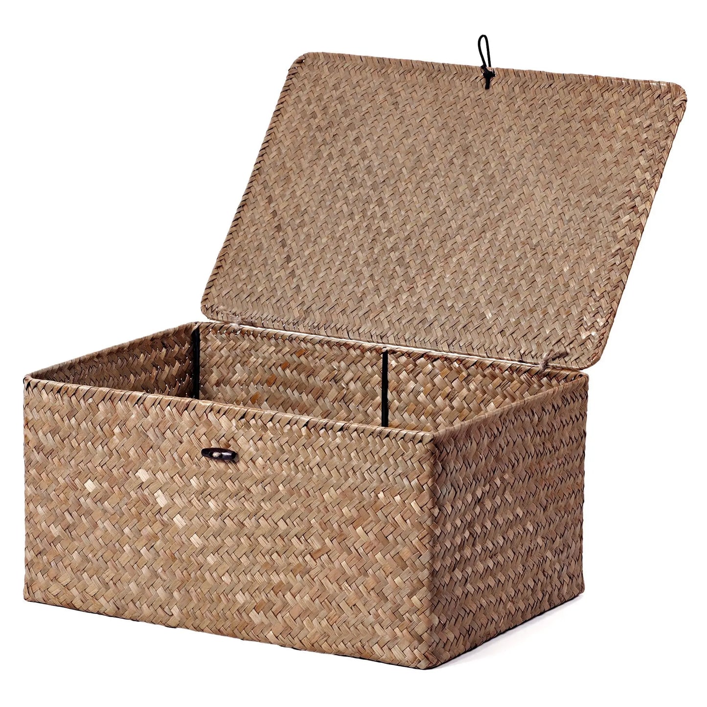 Natural Seagrass Bin with Lid Set of 3