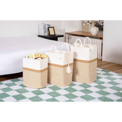 Laundry Basket With Handles Woven Cotton