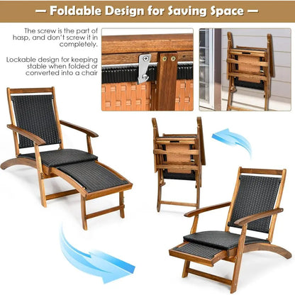 Patio Chaise Lounge Space-Saving Ergonomic Deck Chair