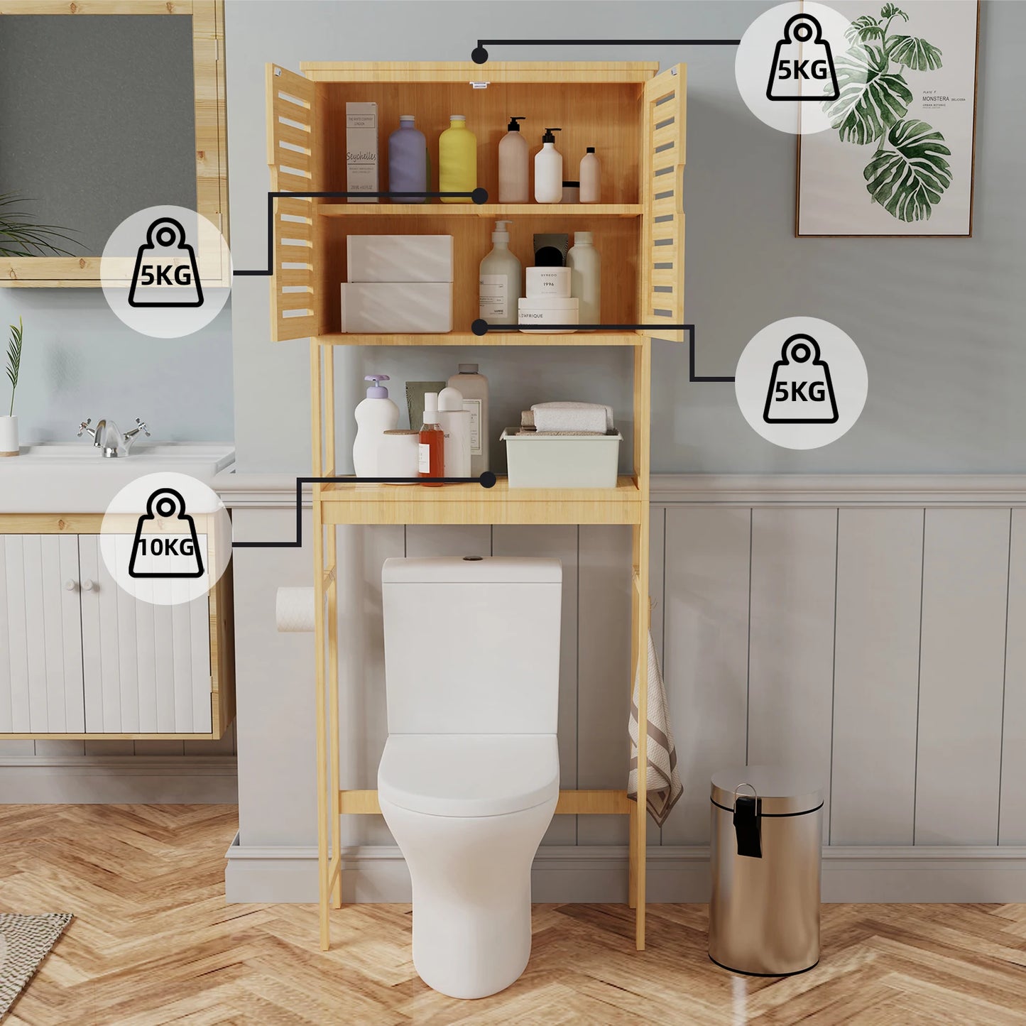 Over The Toilet Storage Cabinet Organizer