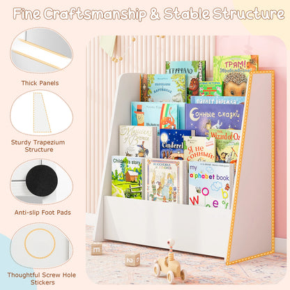 Toddlers Bookshelf Rack Deep Shelves Natural 4-tier