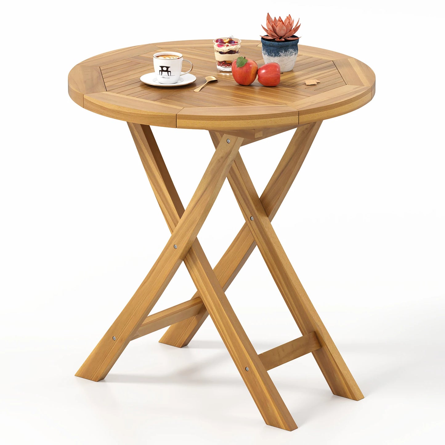 Patio Teak Wood Round Side Table