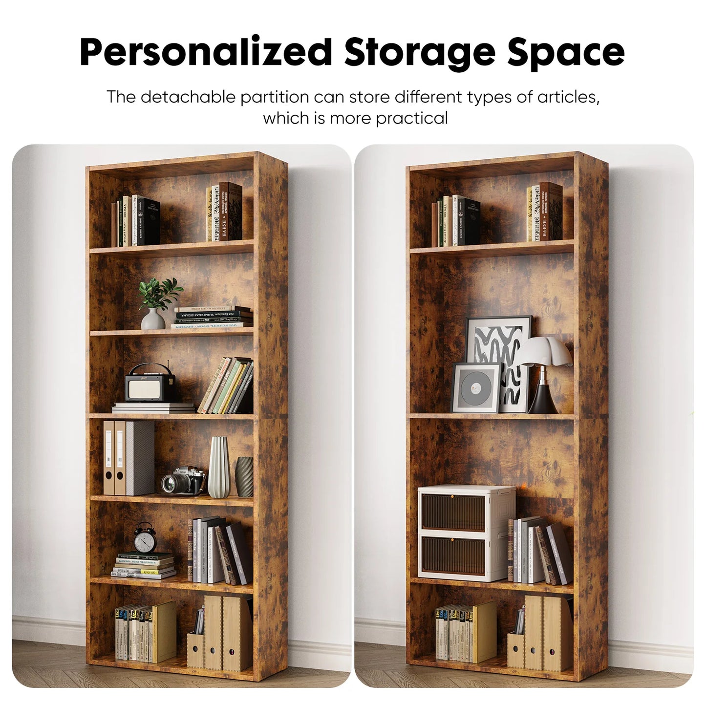 6 Tier Floor Standing Open Bookshelf