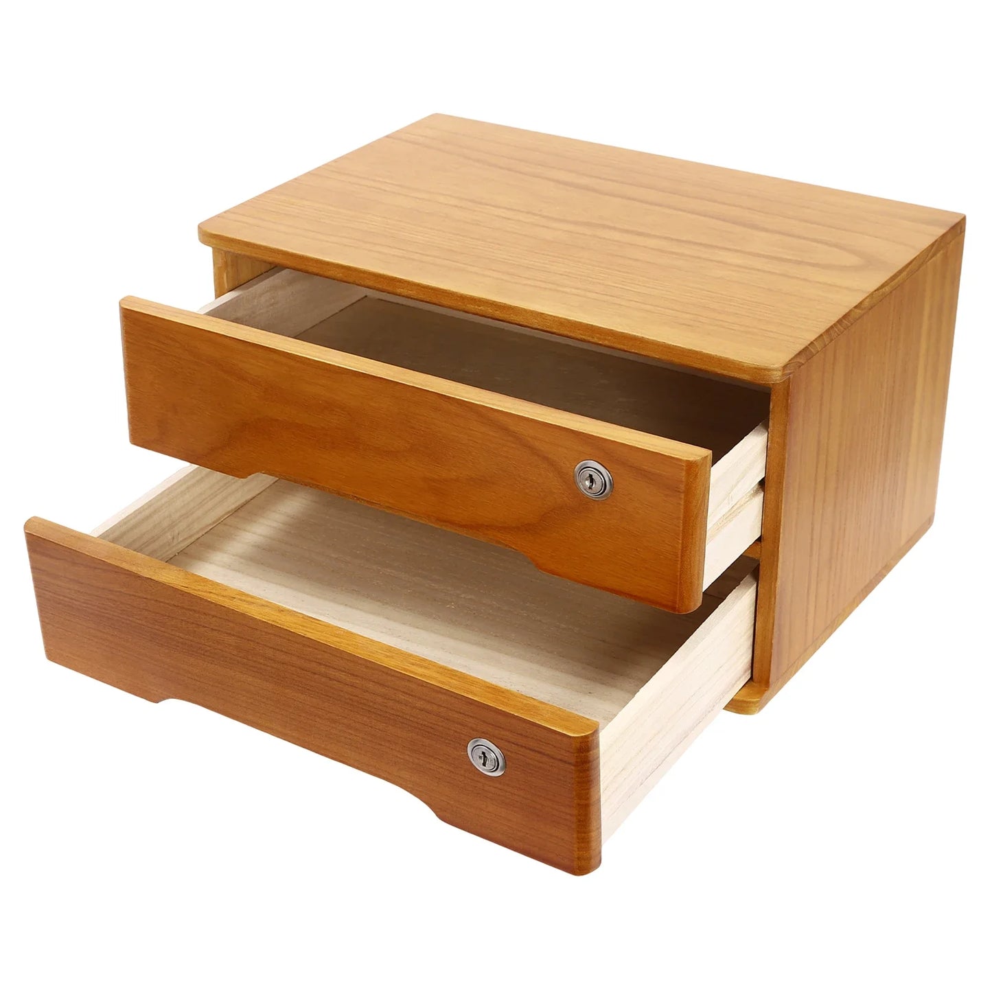 2-Tier  Desktop Storage Box with Lockable Drawers