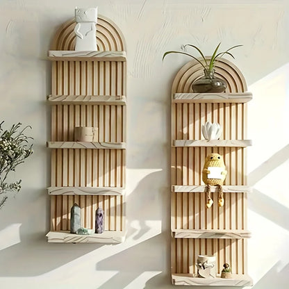 Bohemian Style Wooden Oval Wall Shelf