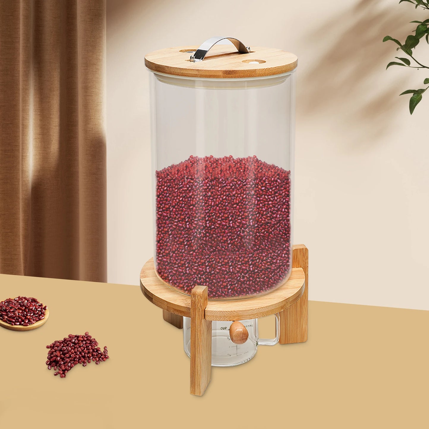 Stainless Steel Glass Dispenser with Measuring Cup