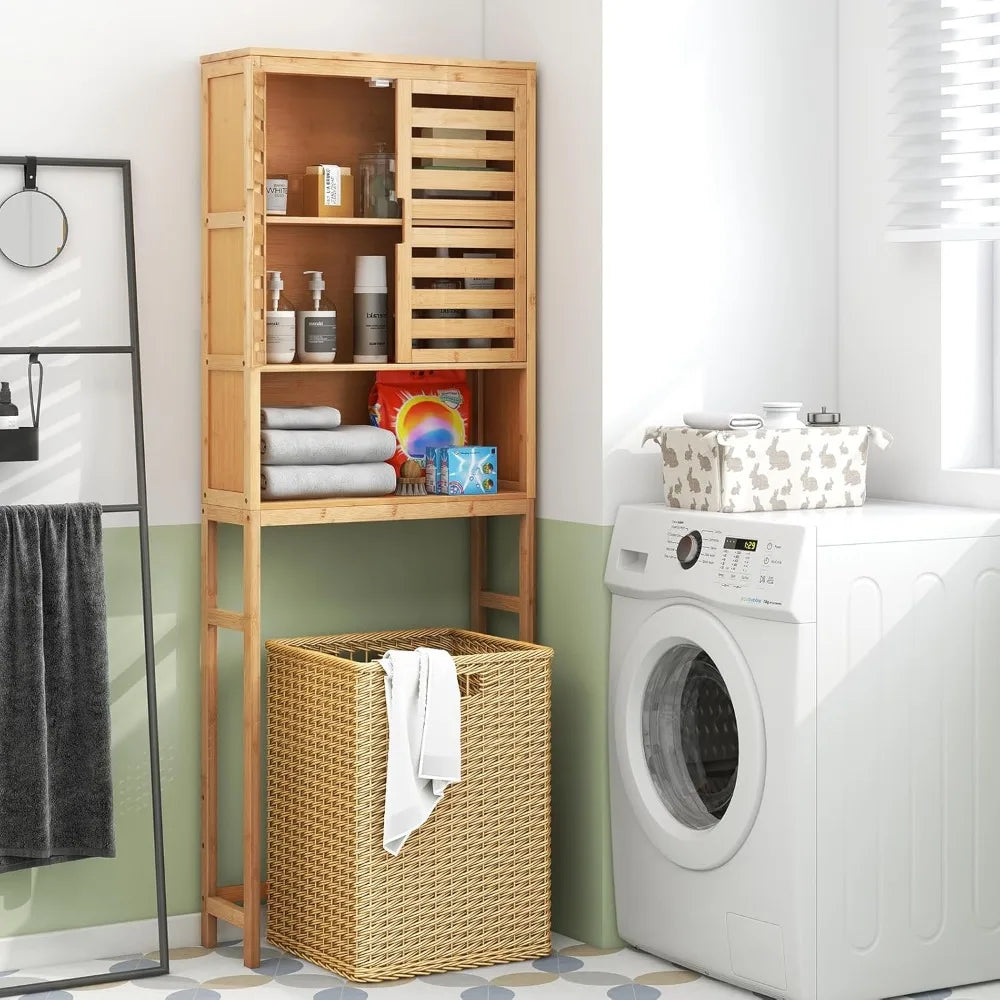Freestanding Tall Natural Bamboo Over-the-Toilet
