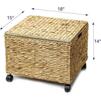 Wicker Storage Cabinet with Hanging Baskets