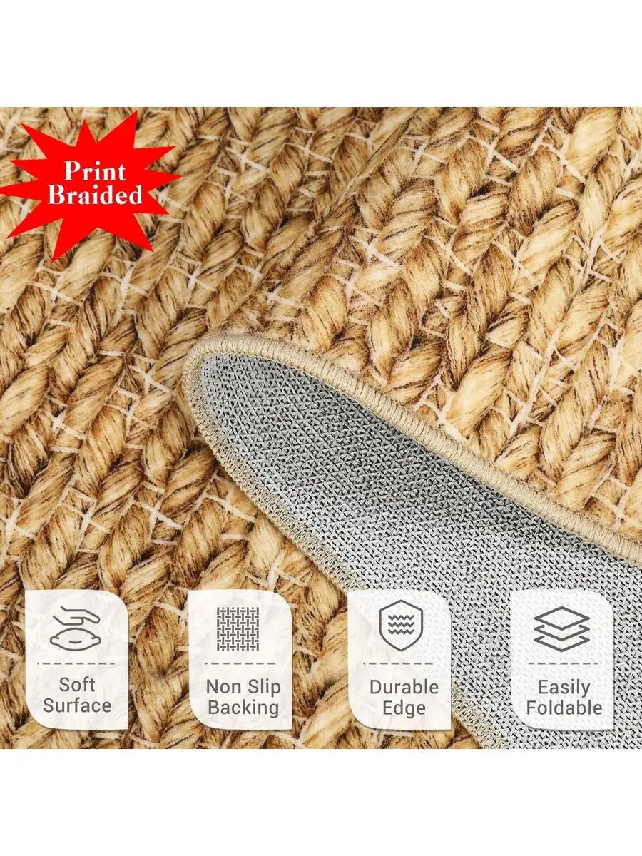 Modern Non-Slip Woven Jute Runner Rug