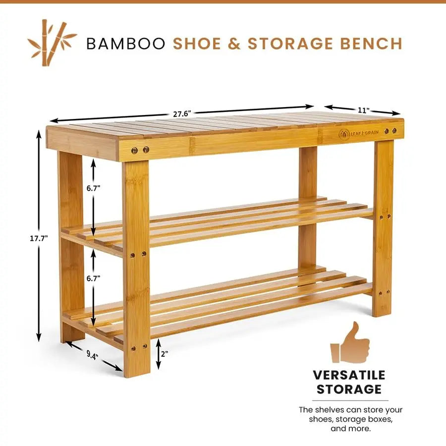 Bamboo Shoe Rack Storage Bench