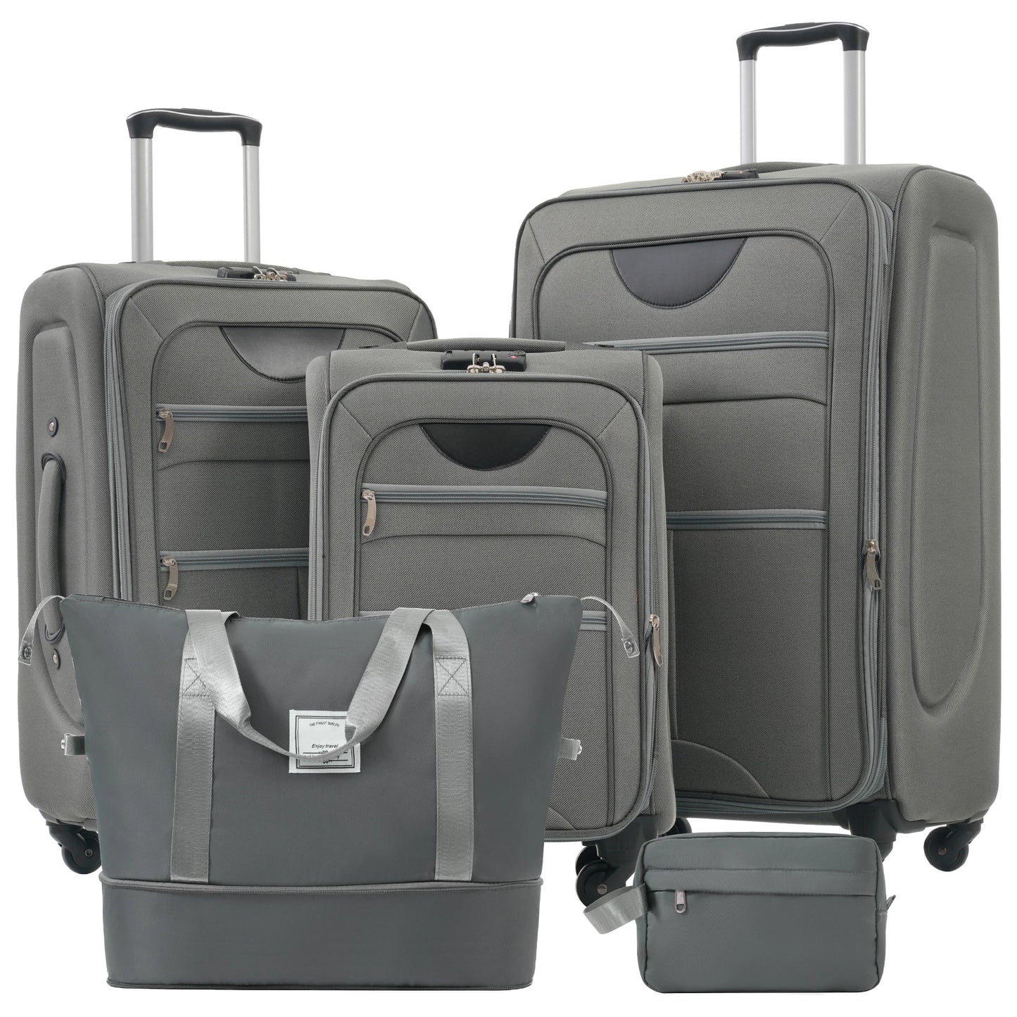 5 Piece Set Soft Expandable Travel Luggage Bag