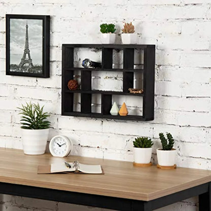 9 Compartment Vintage Solid Wood Shadow Box