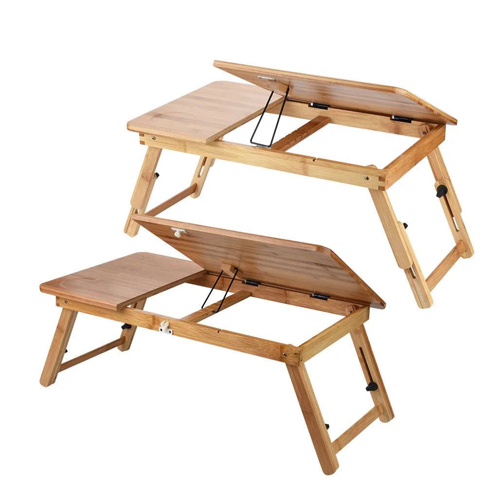 Folding Lifting Table Wooden Bamboo Laptop Desk