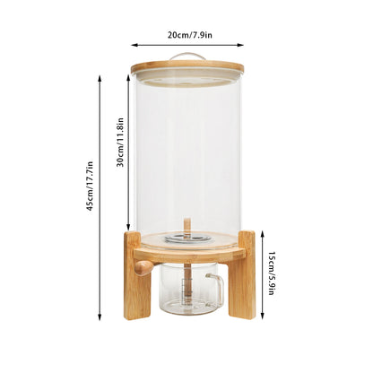 Round Glass Bamboo Cereal Dispenser Storage Container