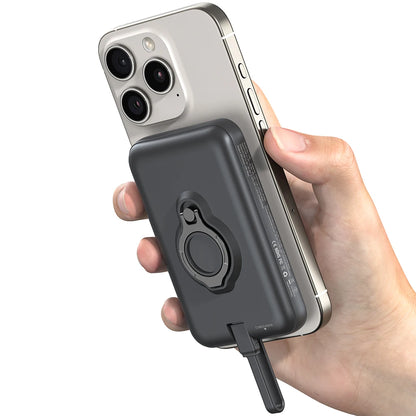 Magnetic Wireless Charger with Built-in Fast Charge Cable