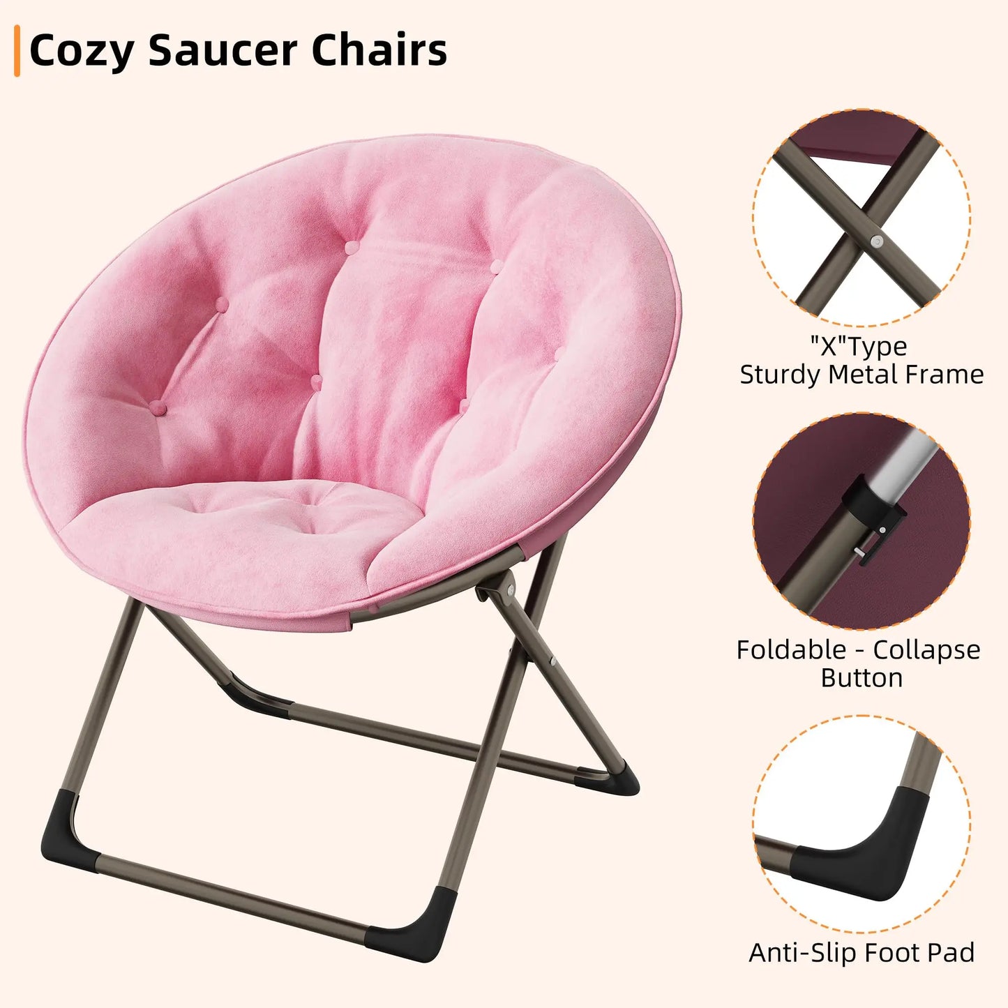 Comfy Oversized Soft Plush Fabric Saucer Chair