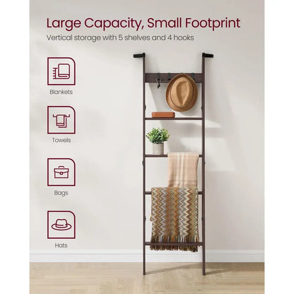 5Tier Ladder Rack for Storage and Decor