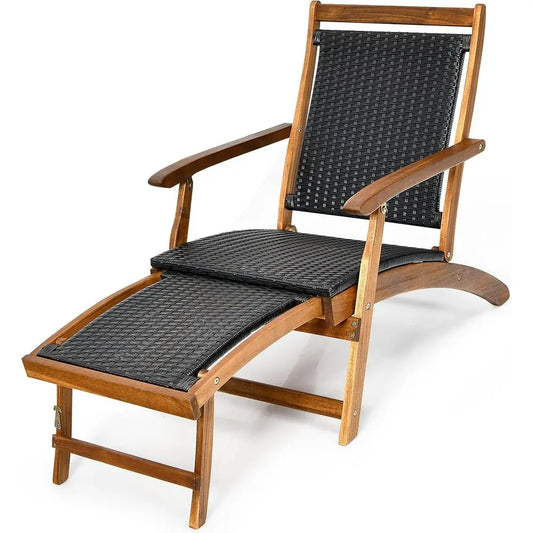 Patio Chaise Lounge Space-Saving Ergonomic Deck Chair