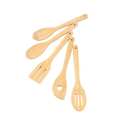5pk Bamboo Spoons Kitchen Essential Tools Set