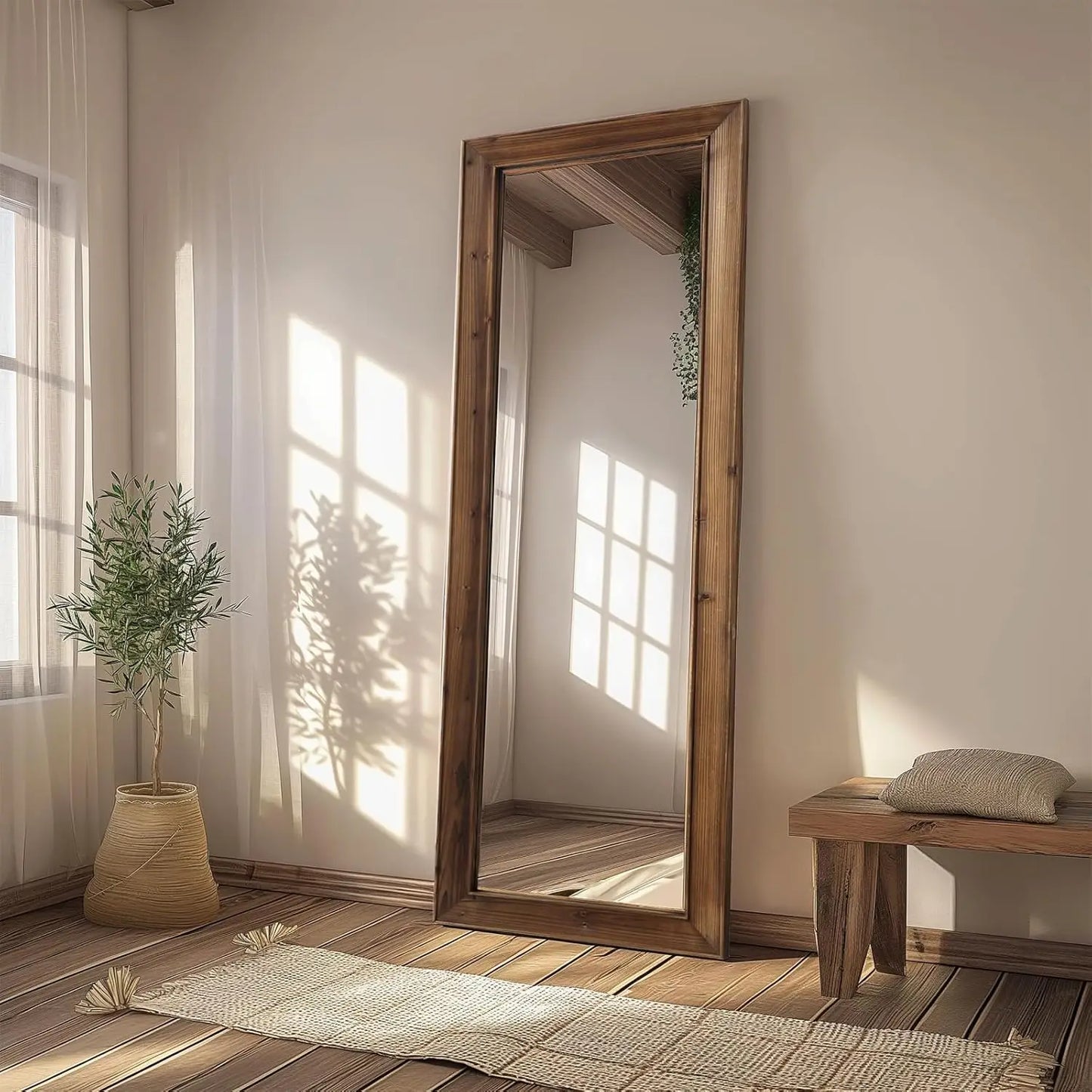 Rustic Wood Frame Full Length Mirror