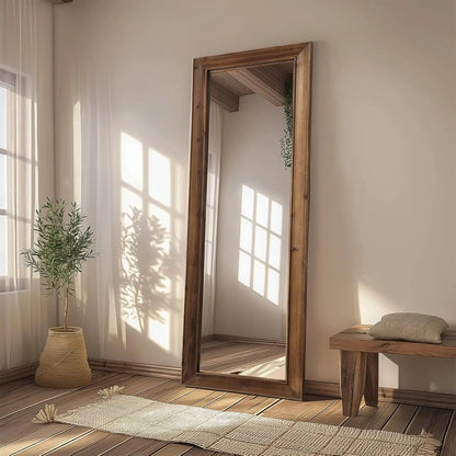 Rustic Wood Frame Full Length Mirror