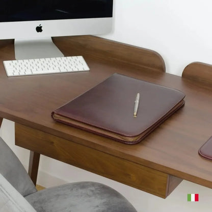 Leather Portfolio with Zipper for Laptop Sleeve