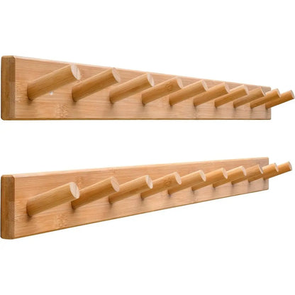 Natural Bamboo Wall-Mounted Coat Rack