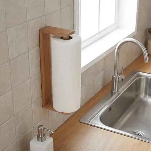 Minimalist Wooden Wall-Mounted Paper Towel Dispenser