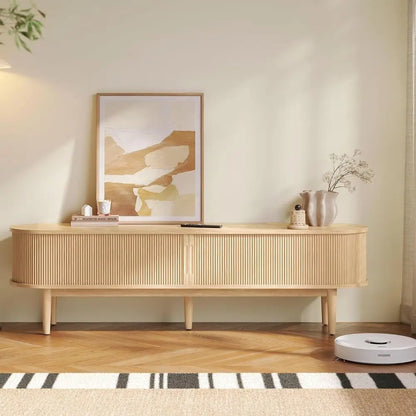 Entertainment Center with Storage Cabinet and Sliding Door