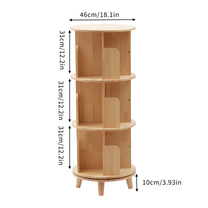 Wooden Bookcase Rotatable Stand Multifunctional Showcase Organizer