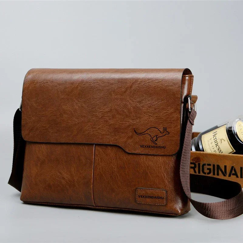 Men's Business Leather Shoulder Bag  Crossbody Handbag