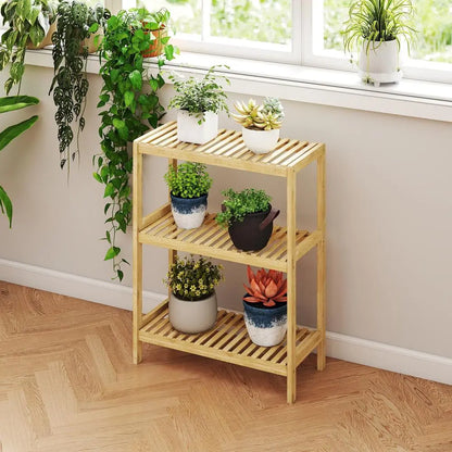 3-Tier Bamboo Rack Multifunctional Storage Shelf
