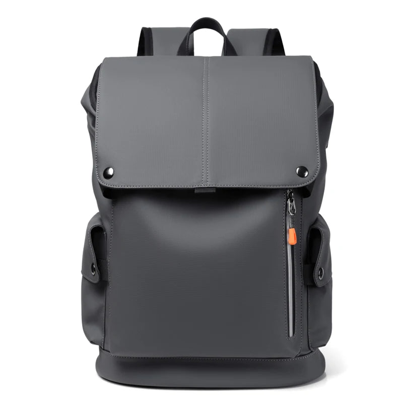 Leather Waterproof Men's Laptop Backpack USB Charging