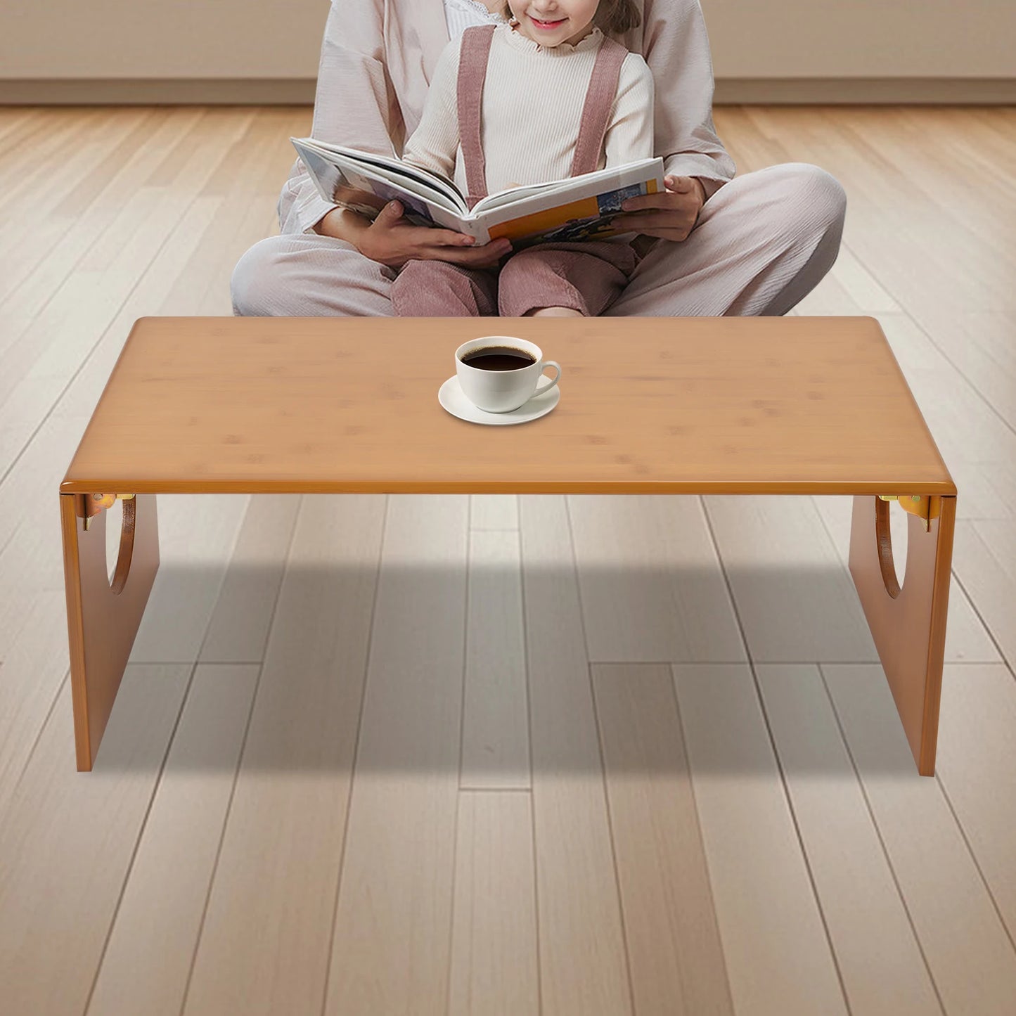 Folding Portable  Bamboo Floor Coffee Table