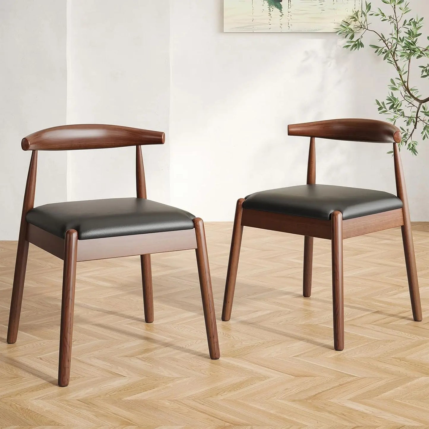 Dining Chairs Set of 2 with Solid Wood Legs