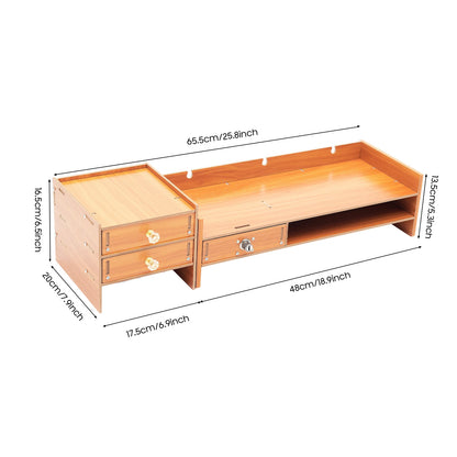 Wooden Computer Monitor Stand with Lockable Drawer