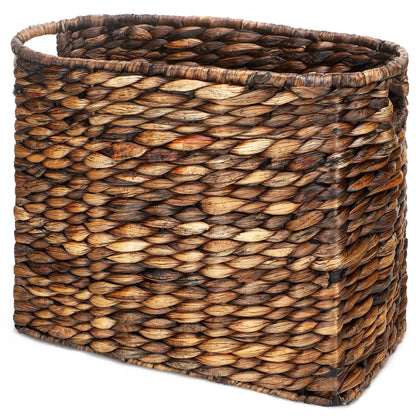 Tall Narrow Handwoven Seagrass Basket For Magazines