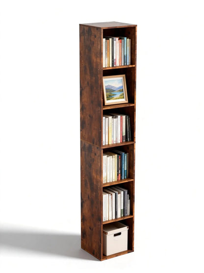 6-Tier Tall Cube Bookshelf Modern Storage Organizer