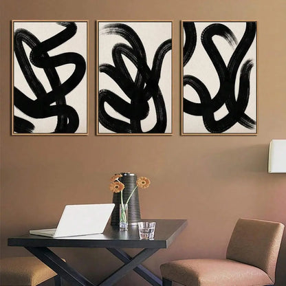 Wall Art Canvas Set Abstract Lines Pictures