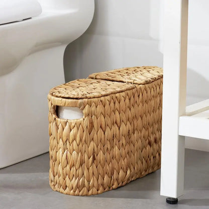 Toilet Paper Basket with Lid for 6 Rolls