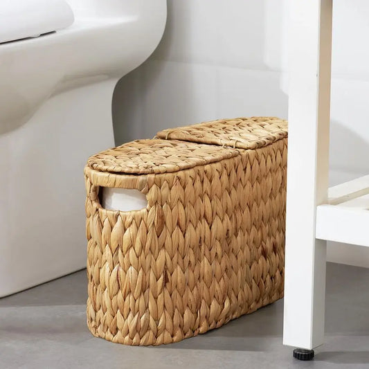 Toilet Paper Basket with Lid for 6 Rolls